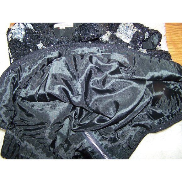 Vintage Sequin Top Party Cocktail Wool Silver Black Formal - Picture 7 of 7